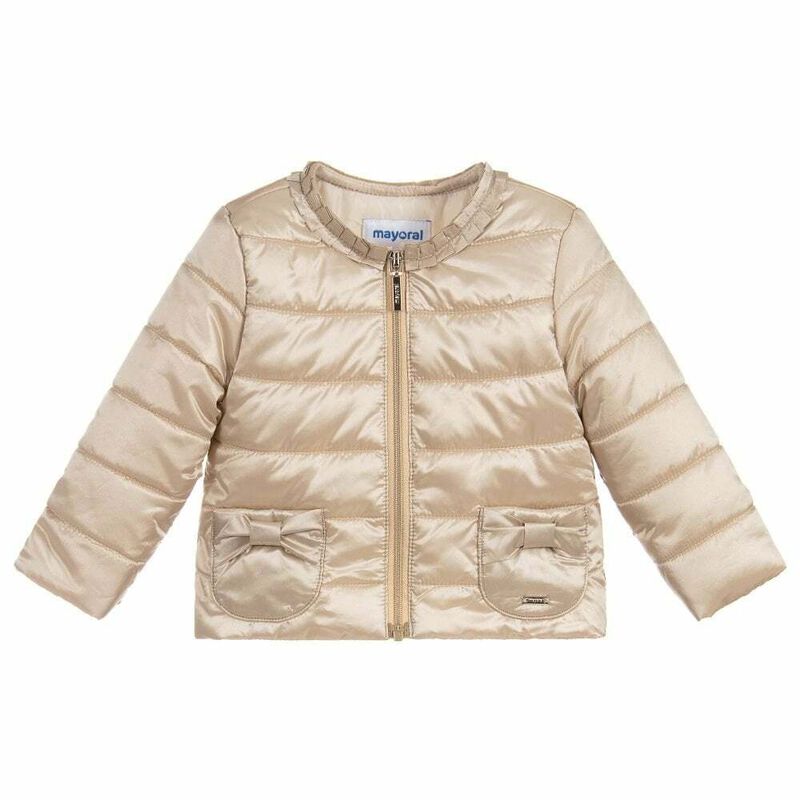 Younger Girls Gold Puffer Jacket, 1, hi-res image number null