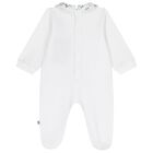 Baby Boys White & Blue Teddy Bear Logo Babygrow, 1, hi-res