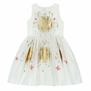 Girls White & Gold Dress