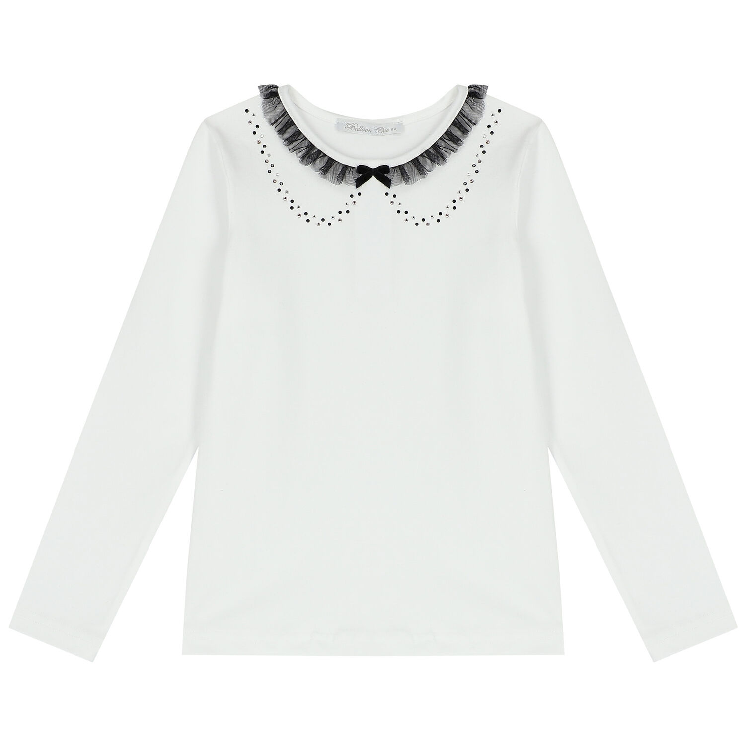 Girls White & Black Tulle Skirt Set, 1, hi-res