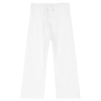 Girls White Logo Trousers