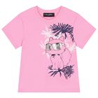 Girls Pink Choupette Logo T-Shirt, 1, hi-res
