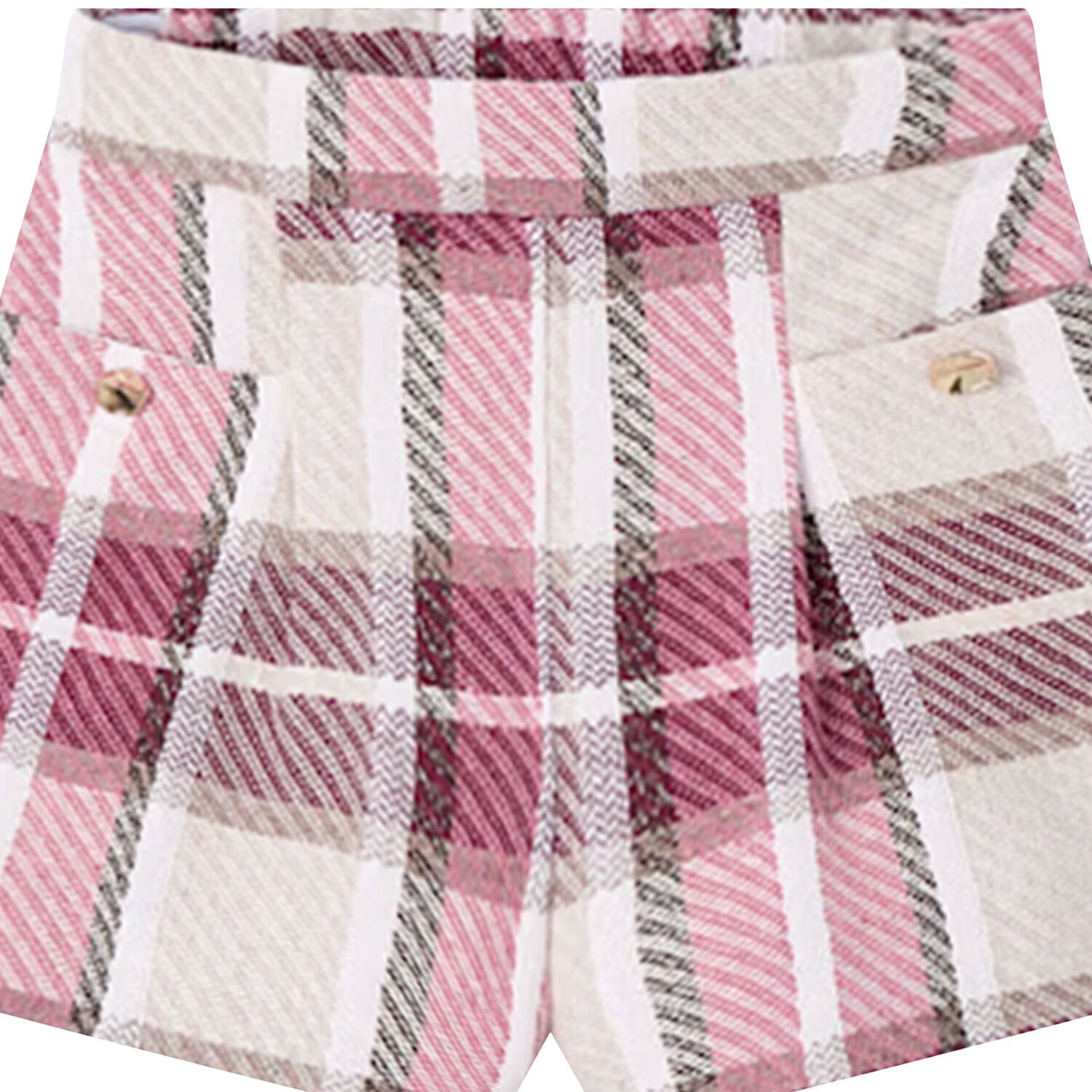 Girls Ivory & Pink Check Shorts, 1, hi-res image number null
