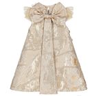 Girls Gold Butterfly Jacquard Dress, 1, hi-res