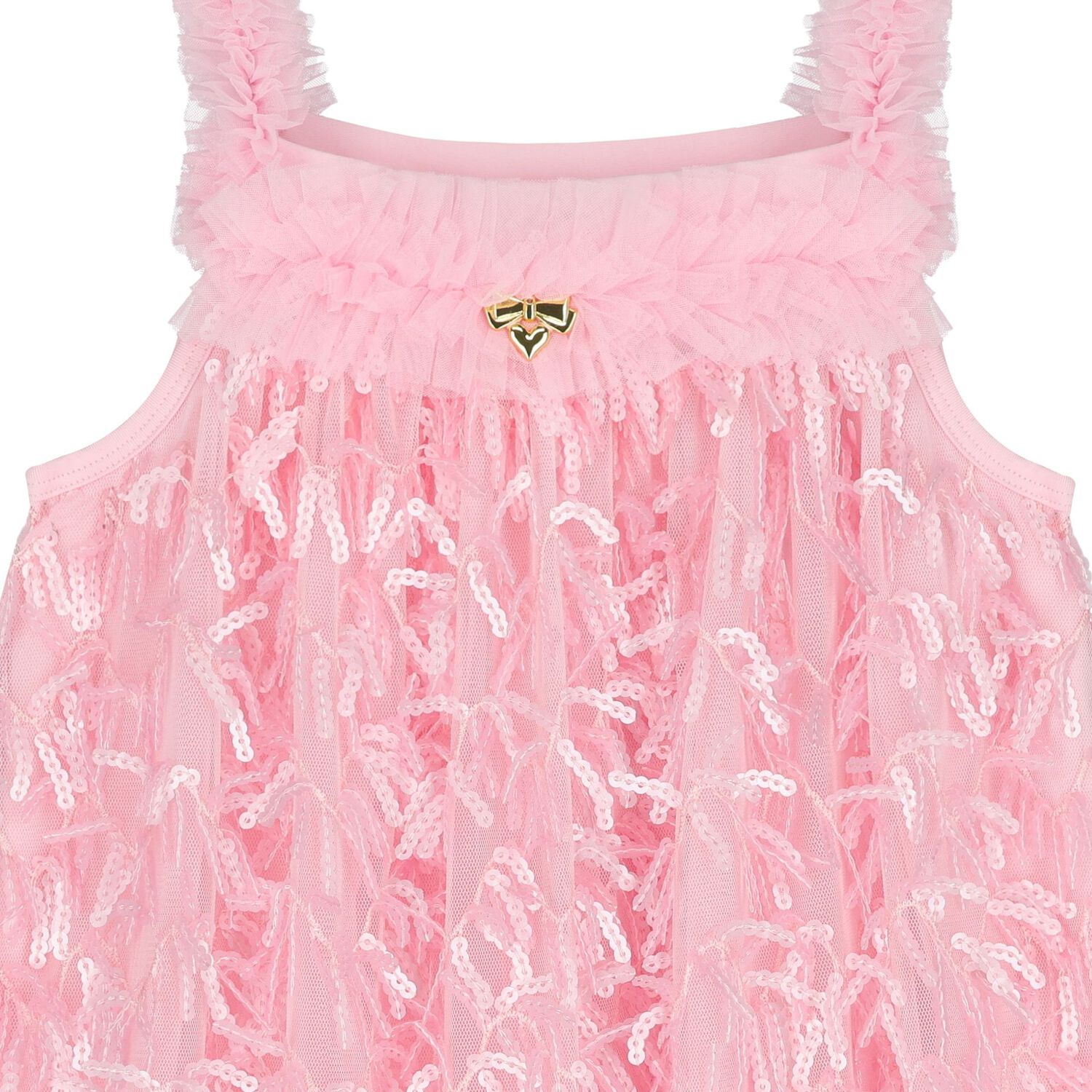 Girls Pink Sequin Tulle Dress, 2, hi-res