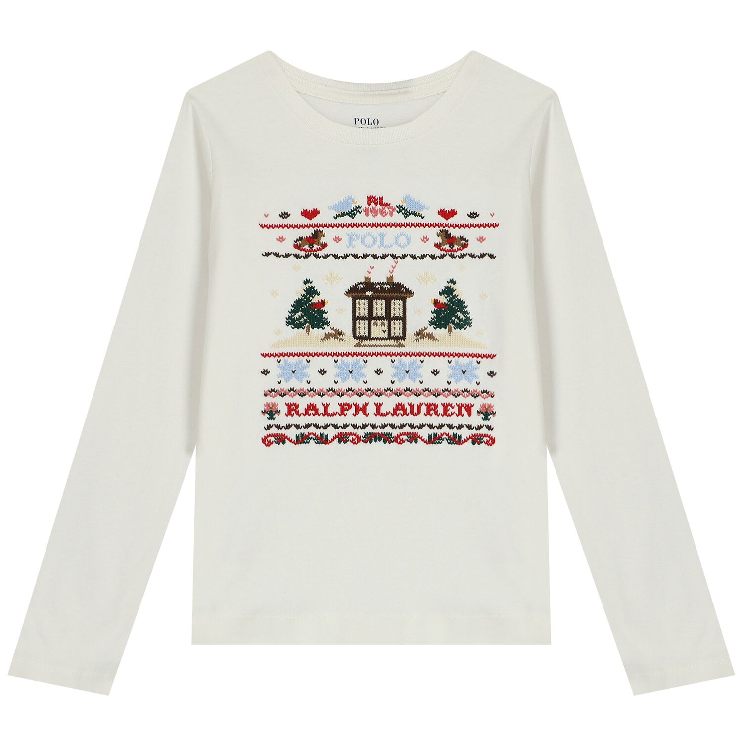 Girls Ivory Embroidered Long Sleeve Top, 1, hi-res image number null