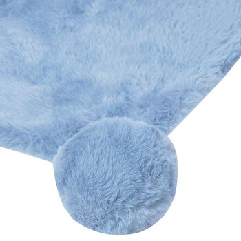Baby Boys Blue Faux Fur & Pom-Pom Blanket