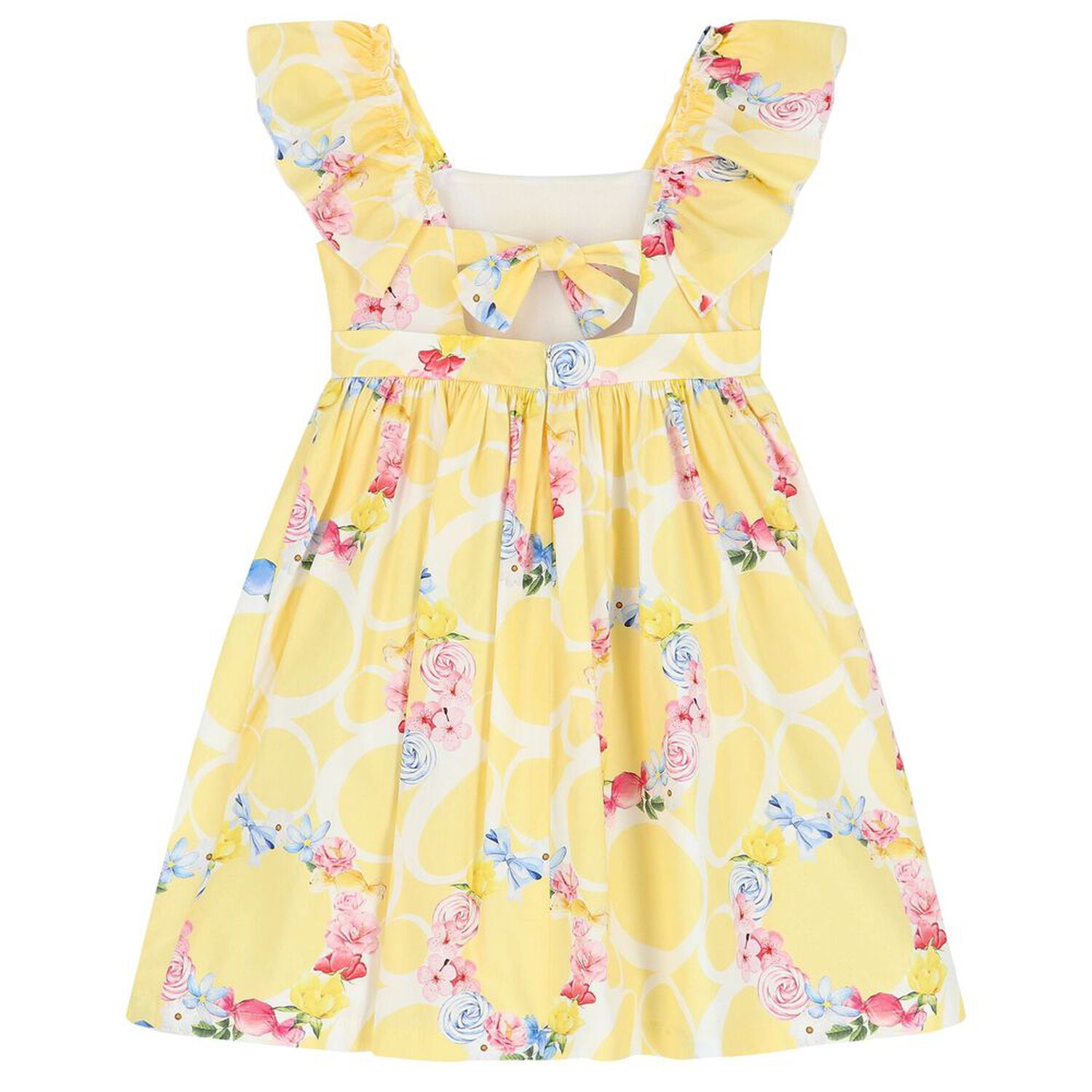 فستان بنات بطبعة الزهور باللون الأصفر, 1, hi-res image number null