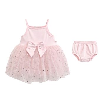 Baby Girls Pink Bow Tulle Dress Set