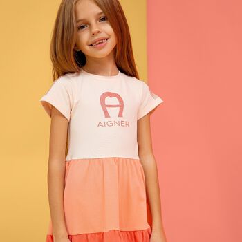 Girls Pink Logo Dress