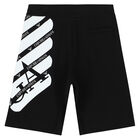 Boys Black & White Logo Shorts, 1, hi-res