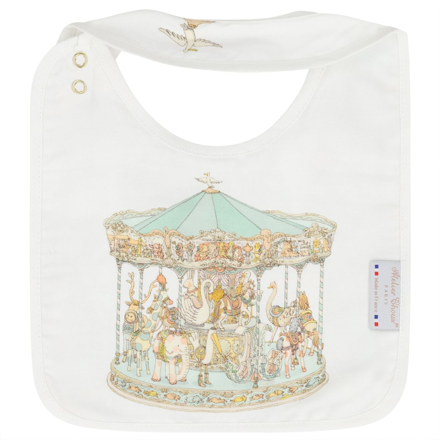 Ivory & Green Carousel Carr&eacute; Swaddle & Bib Gift Set, 1, hi-res