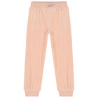 Girls Pink Logo Velour Joggers, 1, hi-res