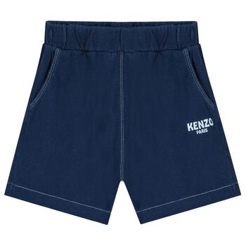 Boys Navy Blue Logo Shorts