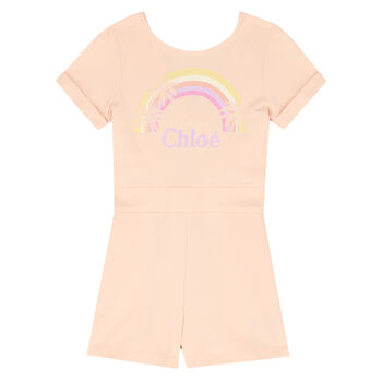 Girls Pink Logo Playsuit