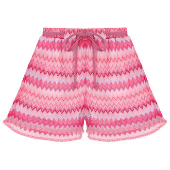 Girls Pink Knitted Zigzag Shorts
