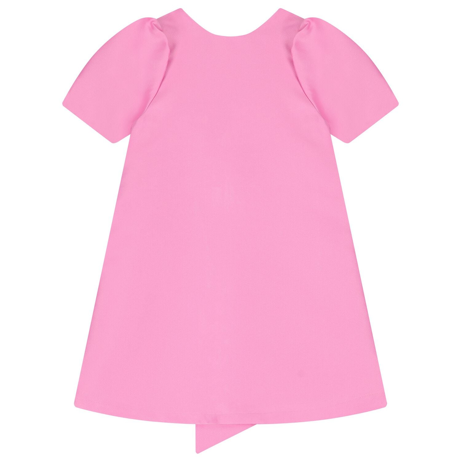Girls Pink Bow Puff Sleeve Dress, 1, hi-res