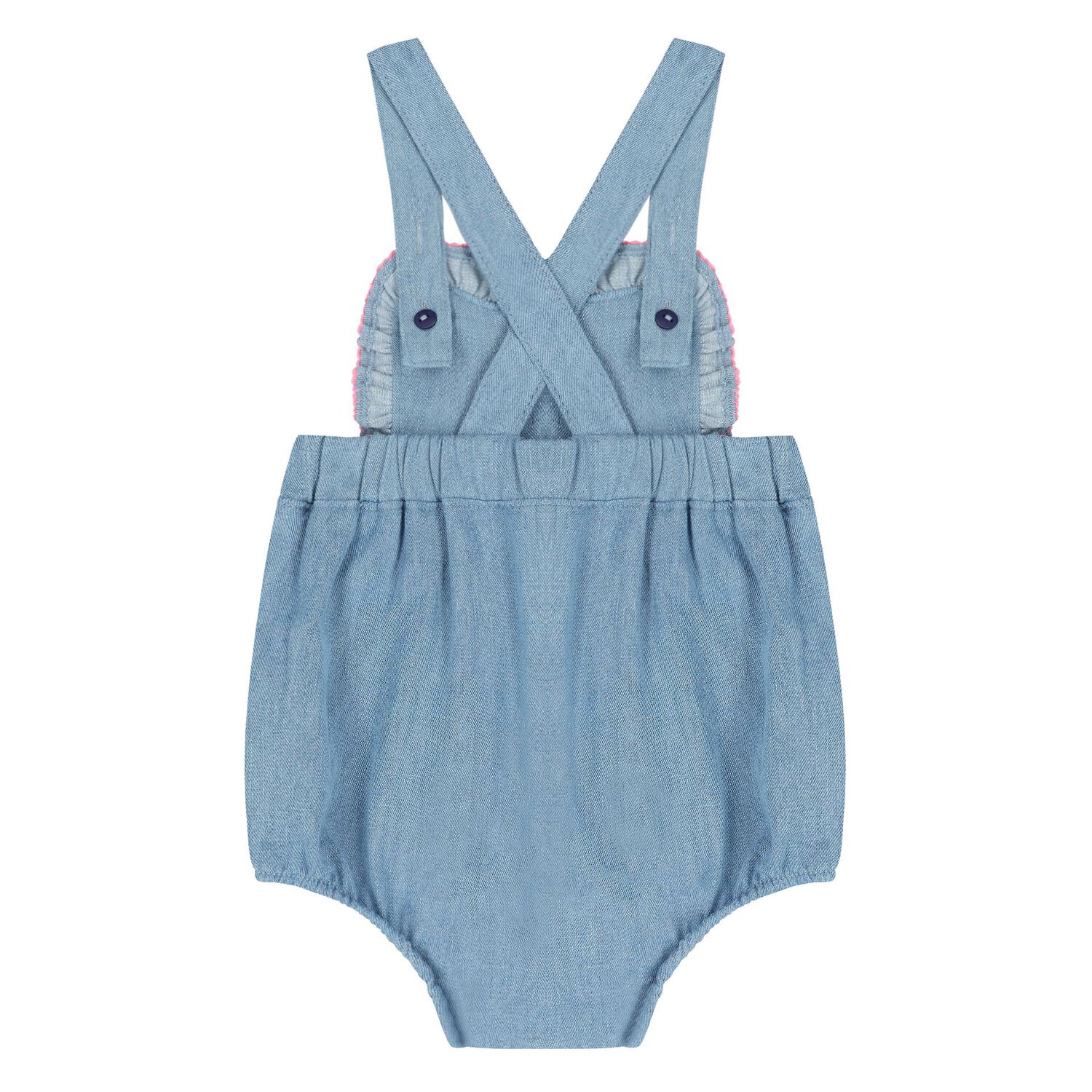 Baby Girls Blue Denim Romper, 1, hi-res image number null