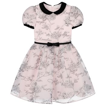 Girls Pink Organza Rose Dress