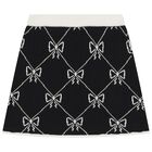 Girls Black Knitted Skirt Set, 1, hi-res