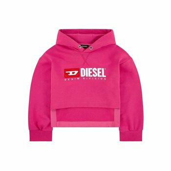 Girls Pink Logo Hooded Top