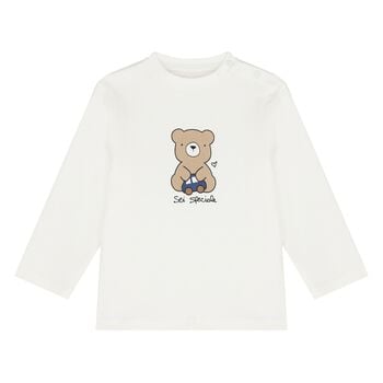 Younger Boys Ivory Teddy bear Long Sleeve Top
