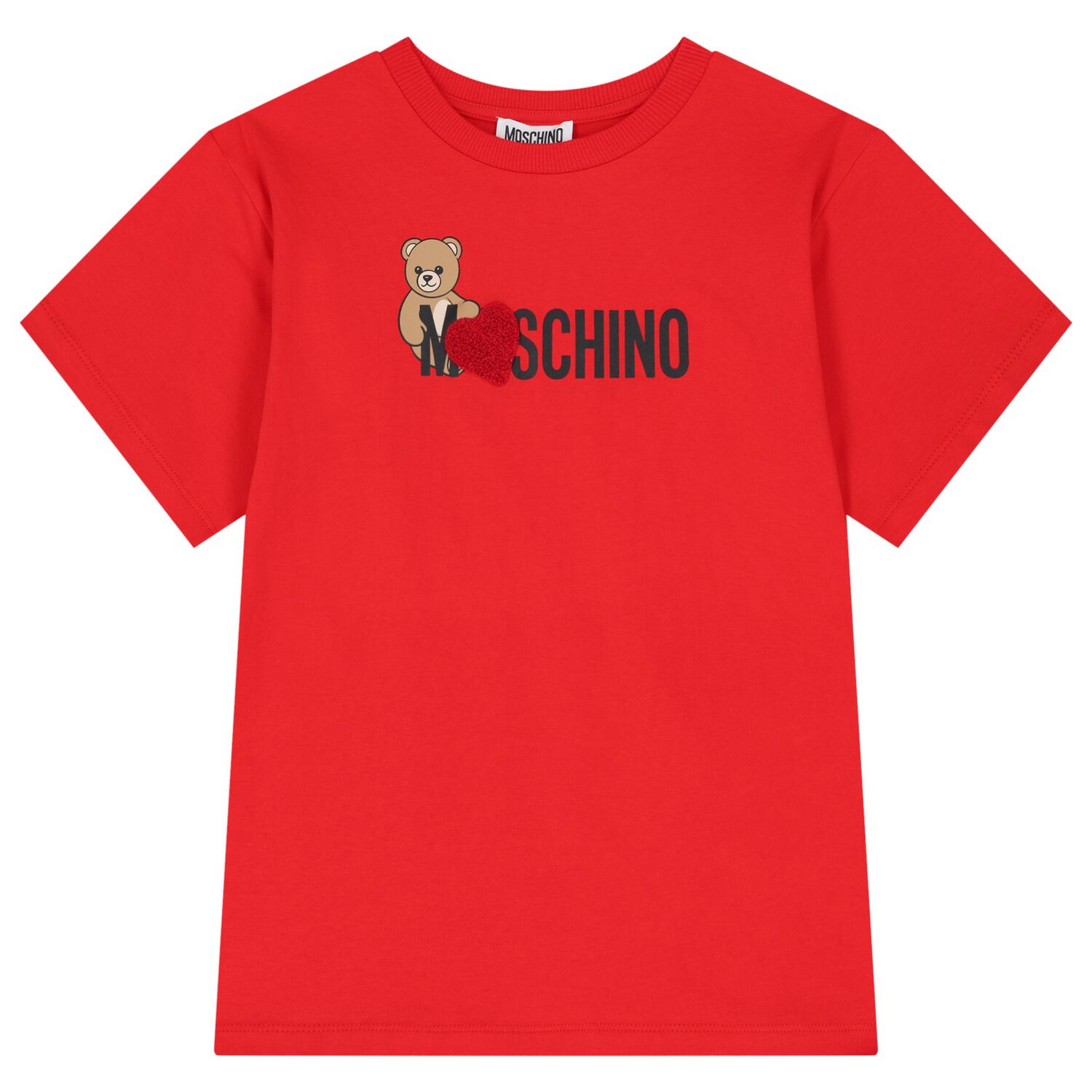 Girls Red Teddy Bear Logo T-Shirt, 2, hi-res