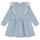 Girls Blue Ruffle Star Dress, 1, hi-res