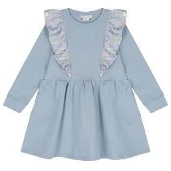 Girls Blue Ruffle Star Dress