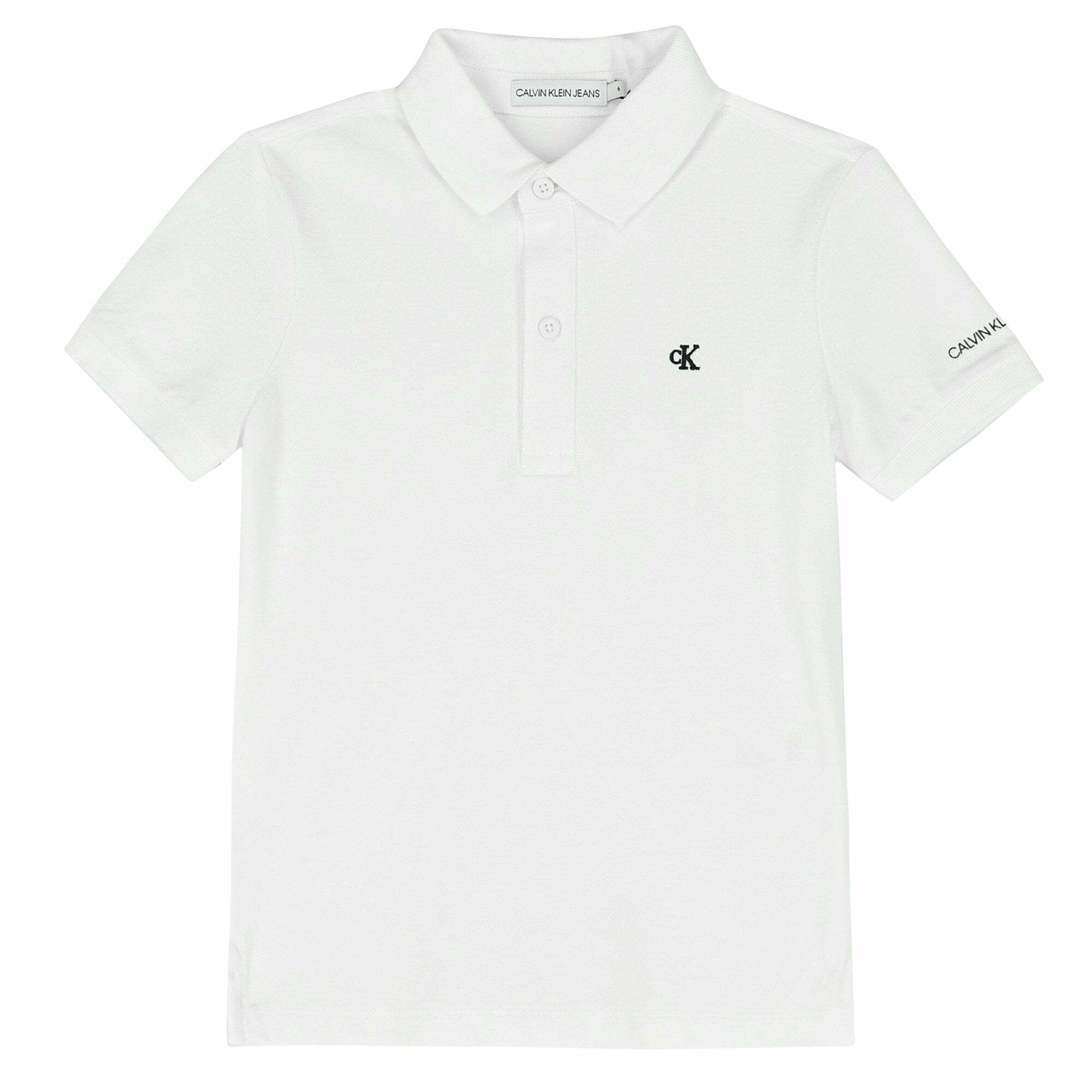 Calvin Klein Boys White Logo Polo Shirt Junior Couture USA