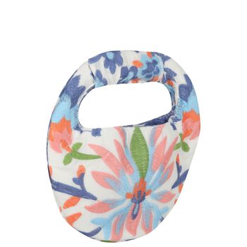 Girls White & Blue Embroidered Floral Handbag 