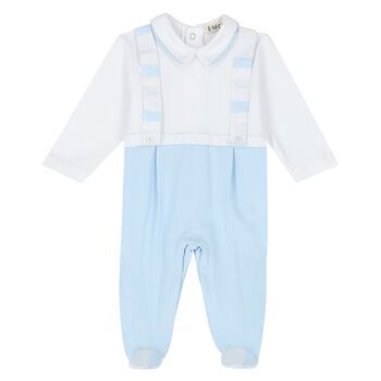 Baby Boys White & Blue Babygrow