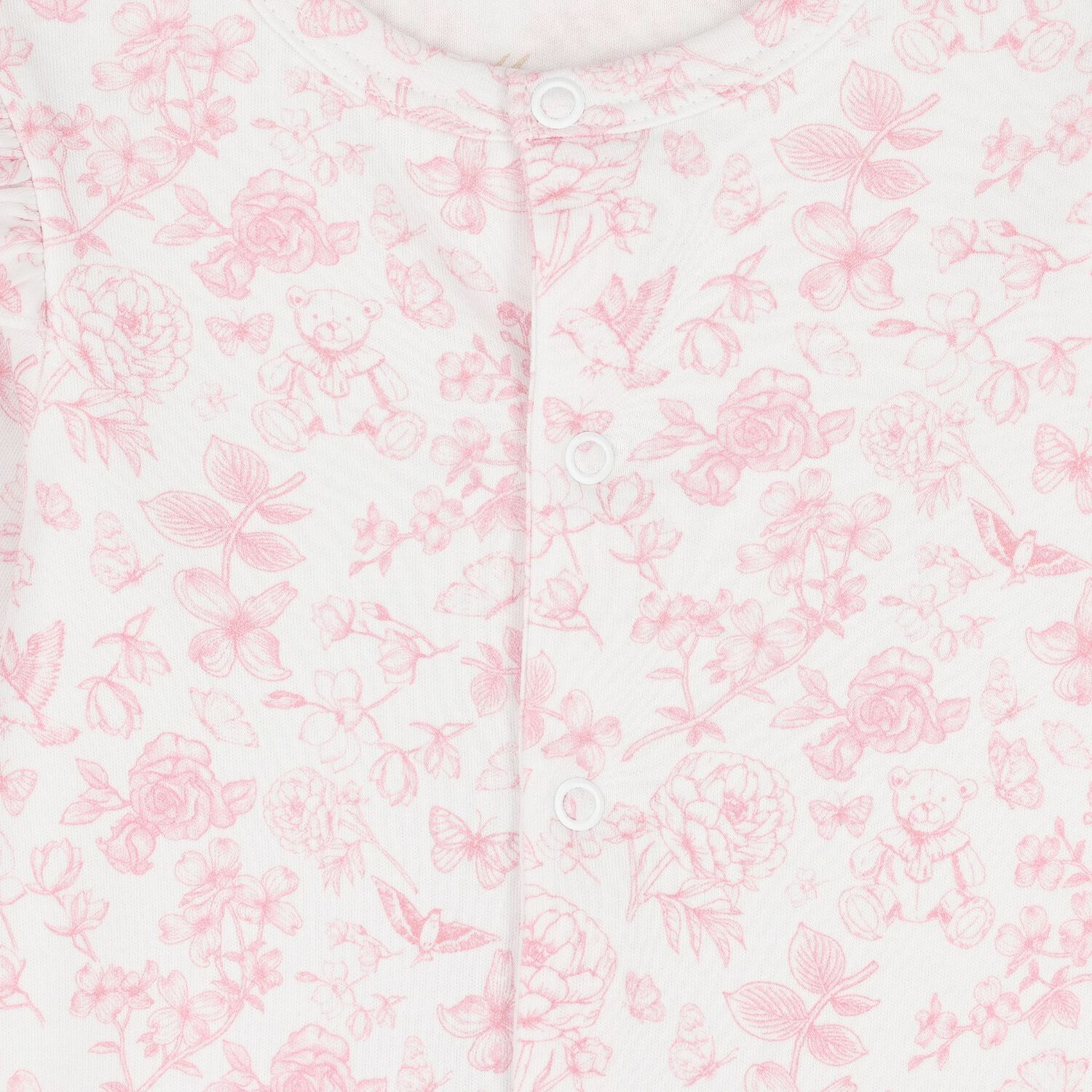 Baby Girls White & Pink Floral Babygrow, 1, hi-res