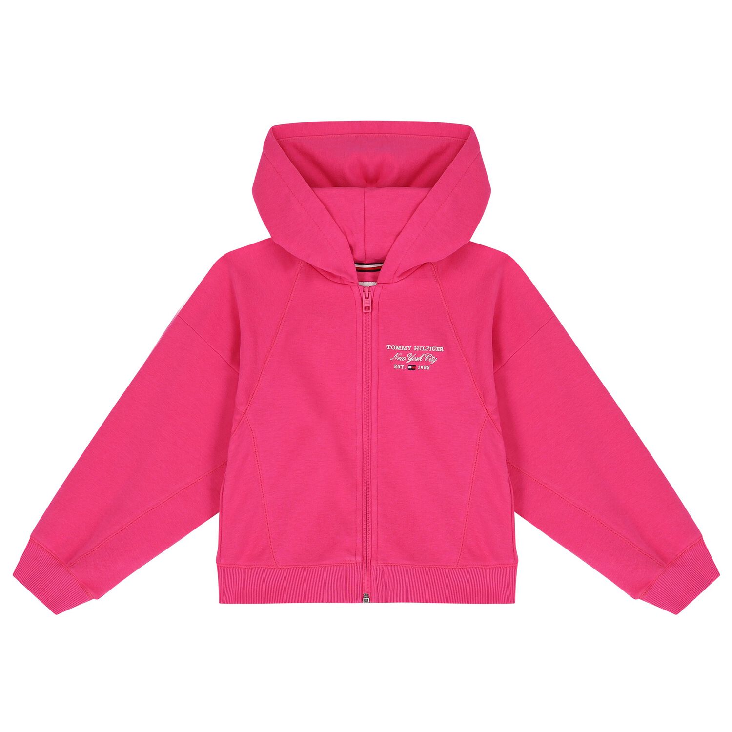 Girls Pink Logo Hooded Zip Up Top, 1, hi-res