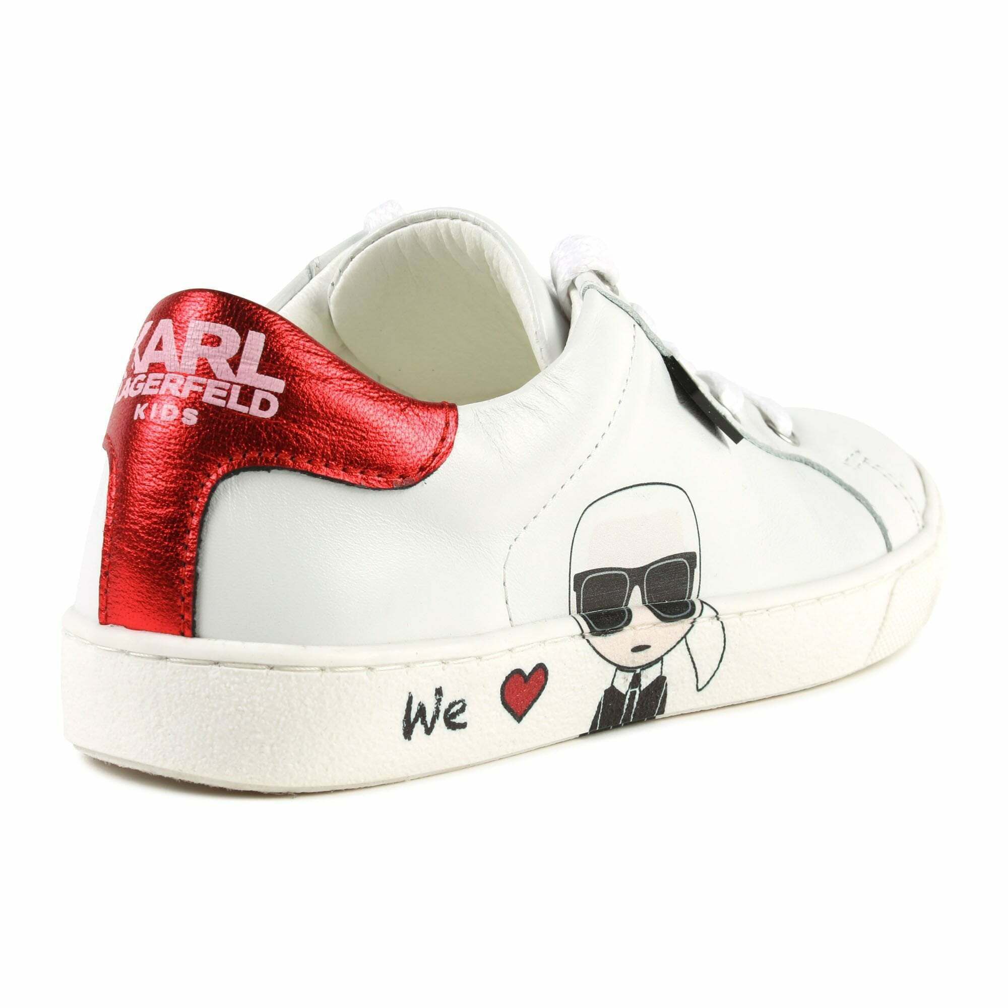 KARL LAGERFELD Girls White Leather Logo trainers Junior Couture USA