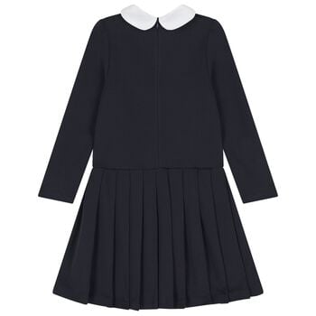 Girls Navy Blue Tartan Dress