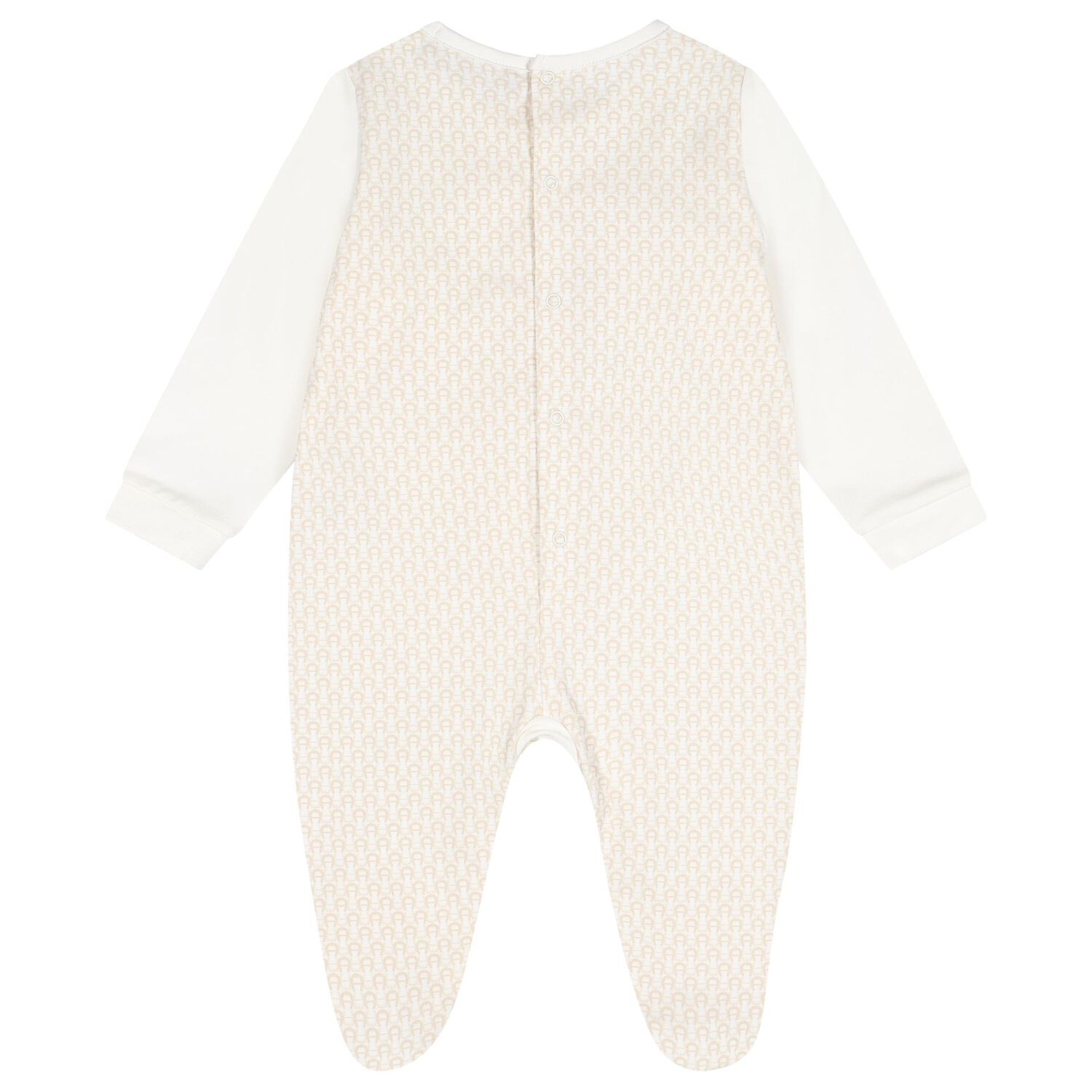 Ivory & Beige Teddy Bear Logo Babygrow, 1, hi-res