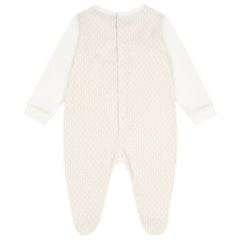 Ivory & Beige Teddy Bear Logo Babygrow