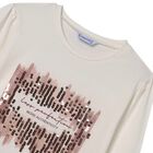 Girls Ivory Sequins Long Sleeve Top, 1, hi-res