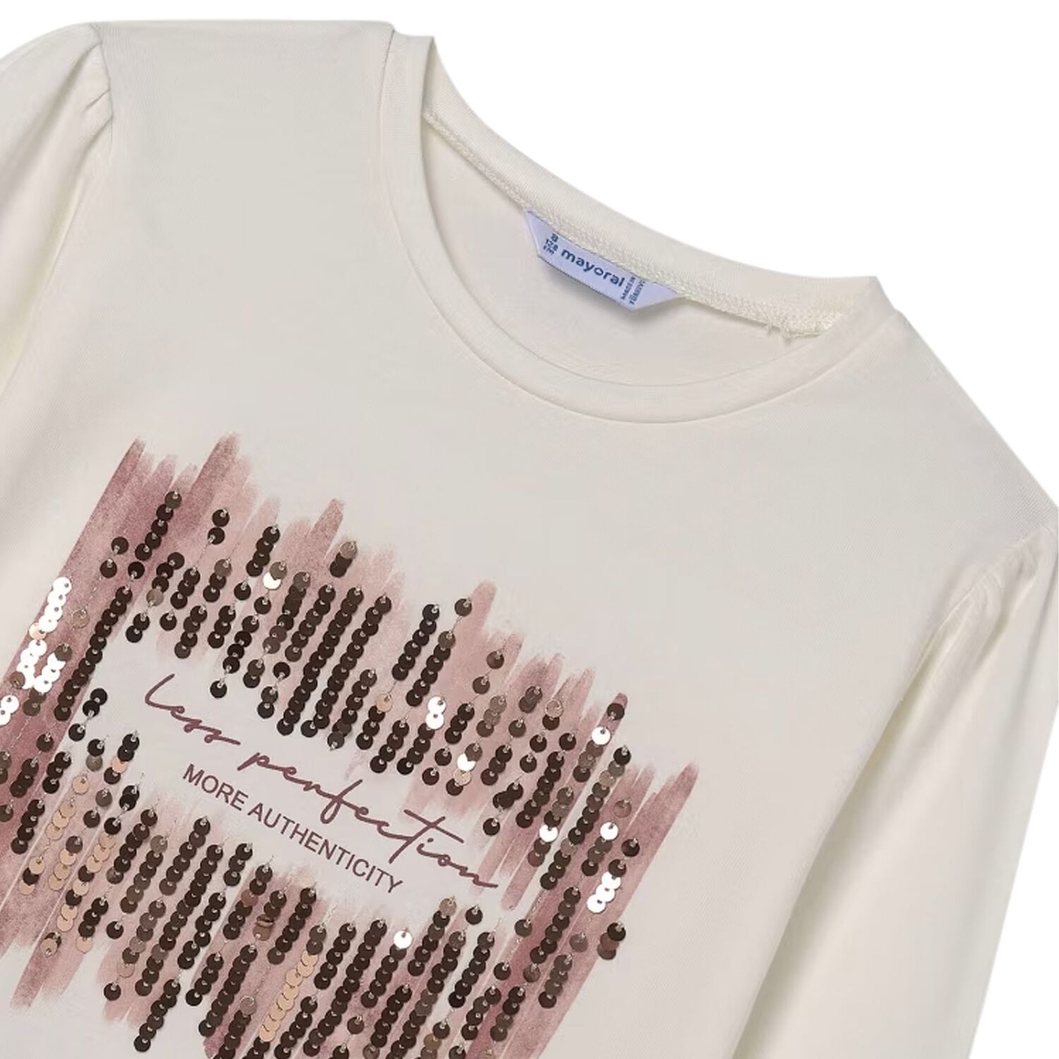 Girls Ivory Sequins Long Sleeve Top, 1, hi-res