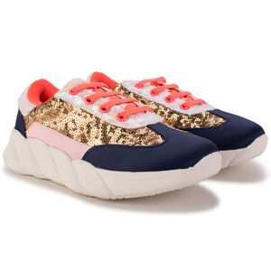 Girls Gold & Navy Embellished Trainers