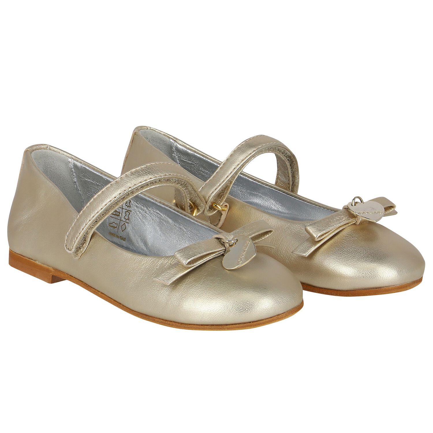 Girls Gold Ballerina Bow Shoes, 1, hi-res image number null