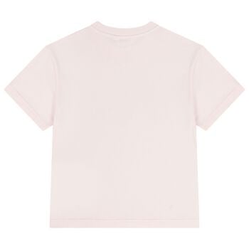 Girls Pink Teddy Bear Logo T-Shirt