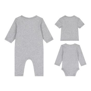 Baby Boys Grey Logo Babygrow Gift Set