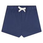 Baby Boys White and Navy Blue Logo Short Set , 1, hi-res