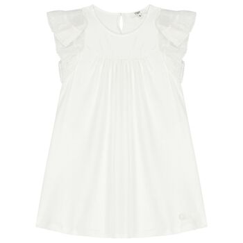 Girls Ivory Logo Dress