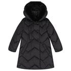 معطف منفوخ ومبطن بشكل زجزاج للبنات باللون الاسود , 1, hi-res