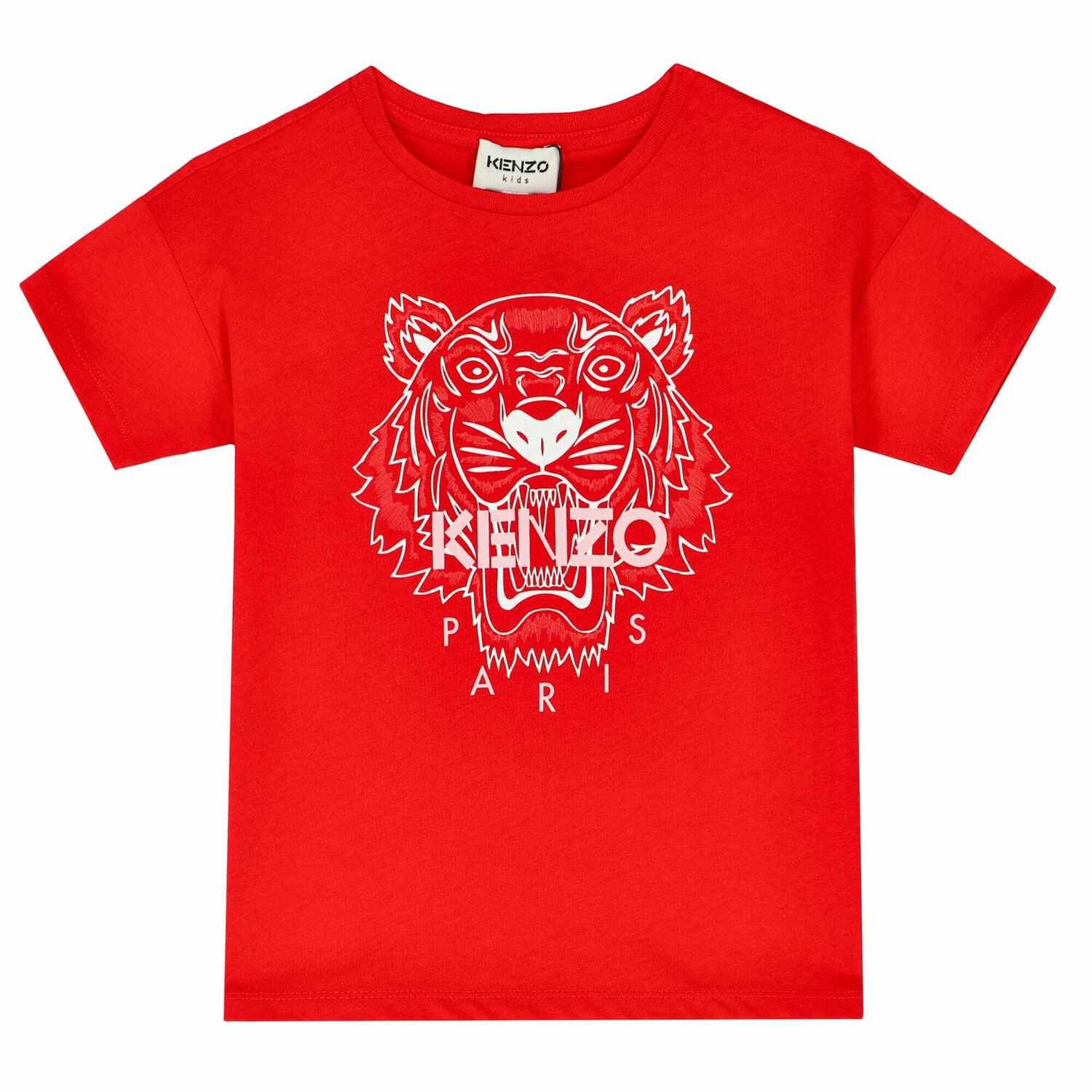 Girls Red Tiger Logo T-Shirt, 1, hi-res image number null