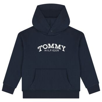 Boys Navy Blue Logo Hooded Top