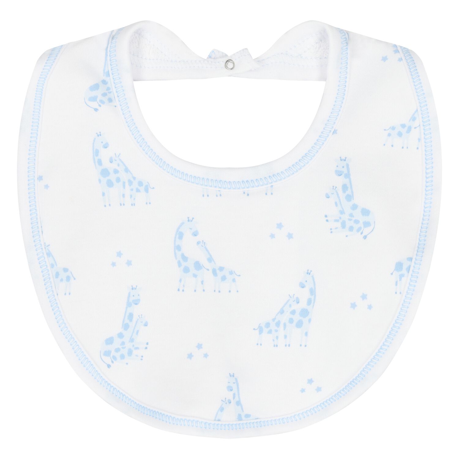 Baby Boys White & Blue Giraffe Bib, 1, hi-res image number null
